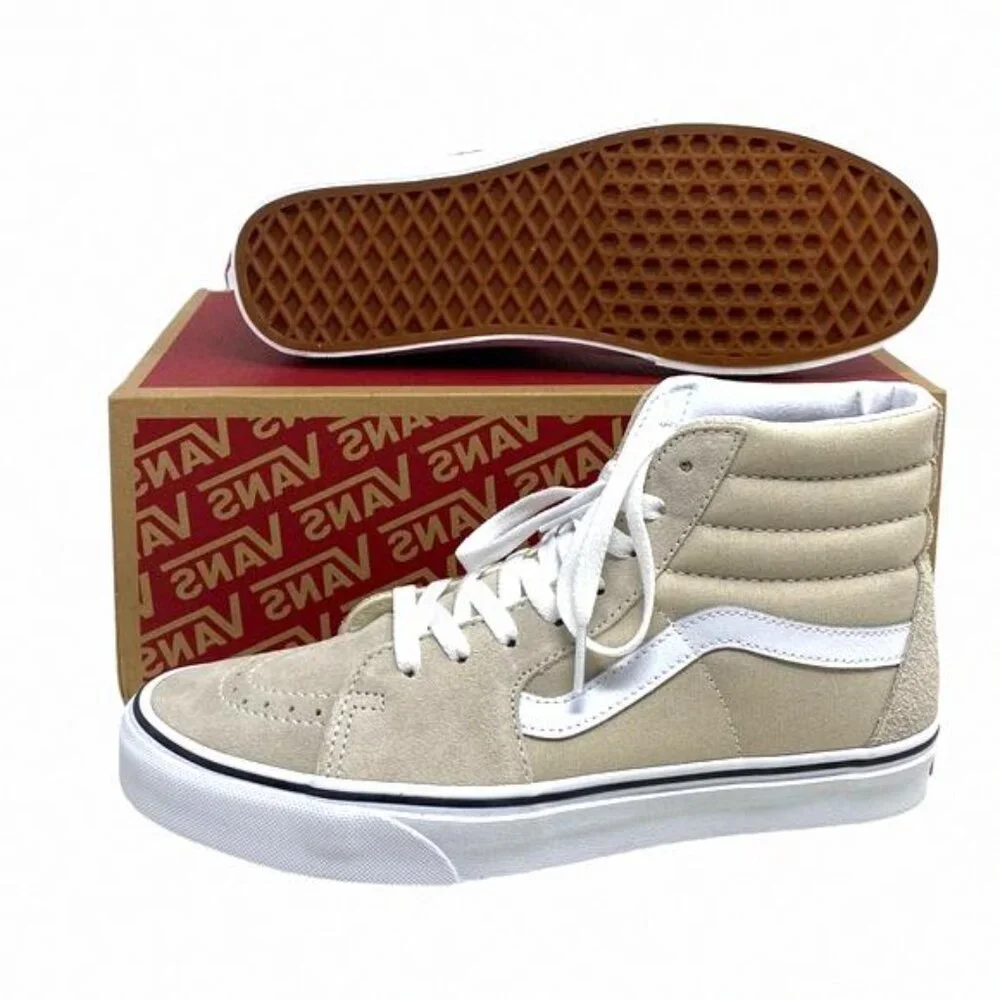 VANS Sk8-Hi Shoes Beige Suede Canvas Casual Sneakers VN0005U9BLL Size Women's SB